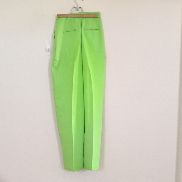 Topshop High Rise Lime Green Trousers Sz 2 - Picture 10 of 14